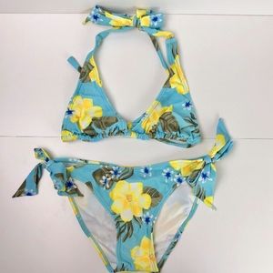 Floral Print 2 Piece Triangle Bikini Aloha Print